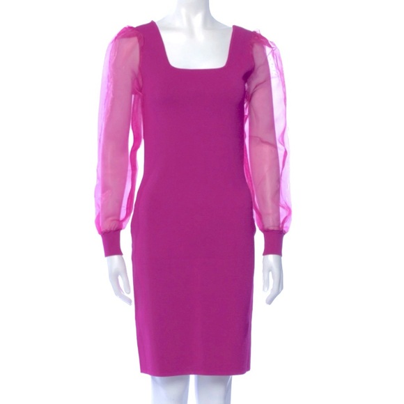 NEW HOUSE OF HARLOW - Bodycon Dress with Sheer Sleeves - Picture 1 of 16